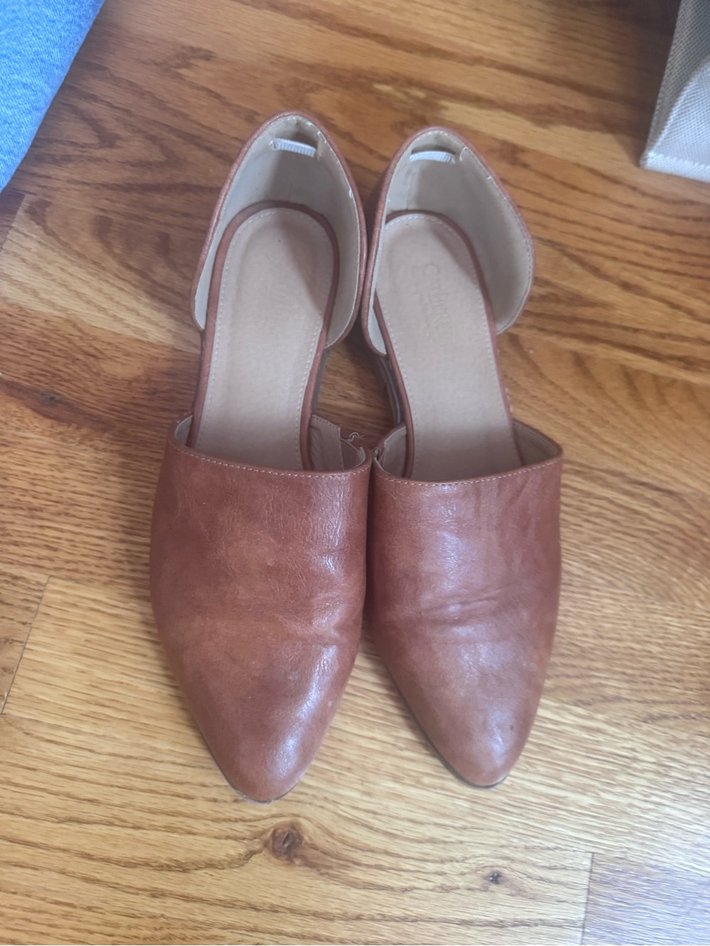 Catherines Tan Pointed D'Orsay Flats